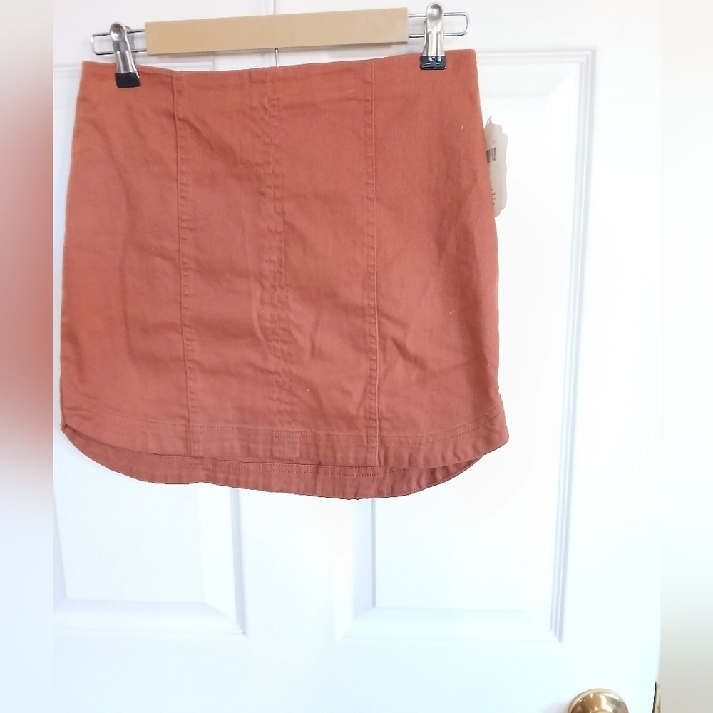 Burnt Orange Tight Mini Skirt with Zip up in the Back Y2k Skater Whimsigoth NWT